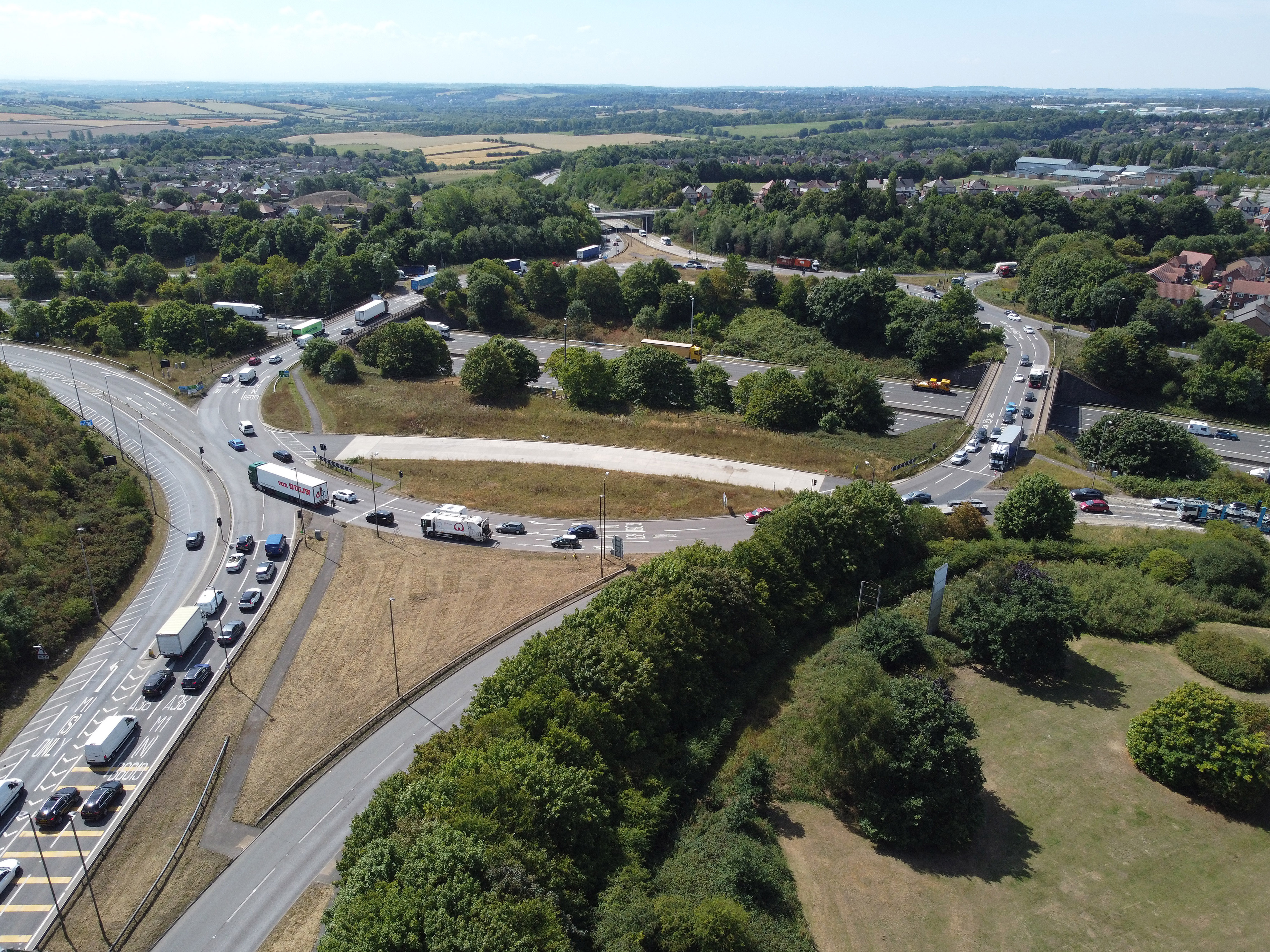 Aerial shot of M1 Junction 28
